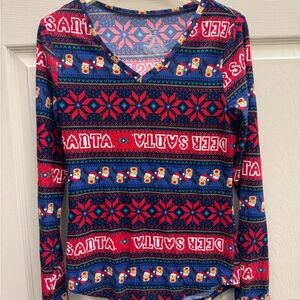 No Boundaries Geometric Holiday Top - Blue & Pink